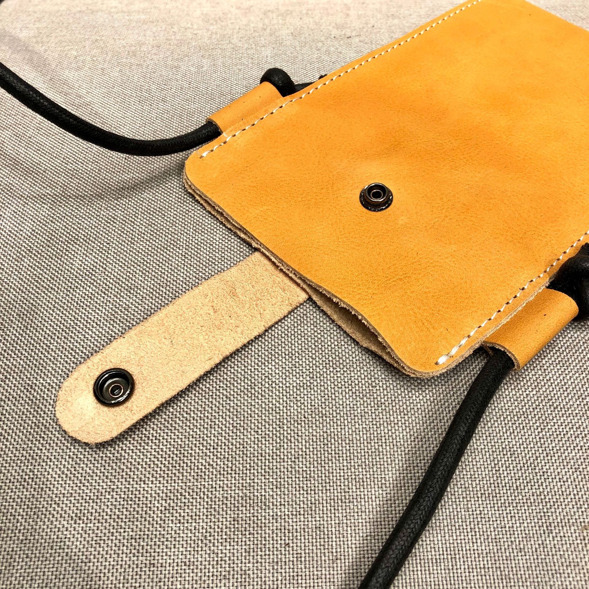 Button Flap Yellow Leather Phone Crossbody Bag