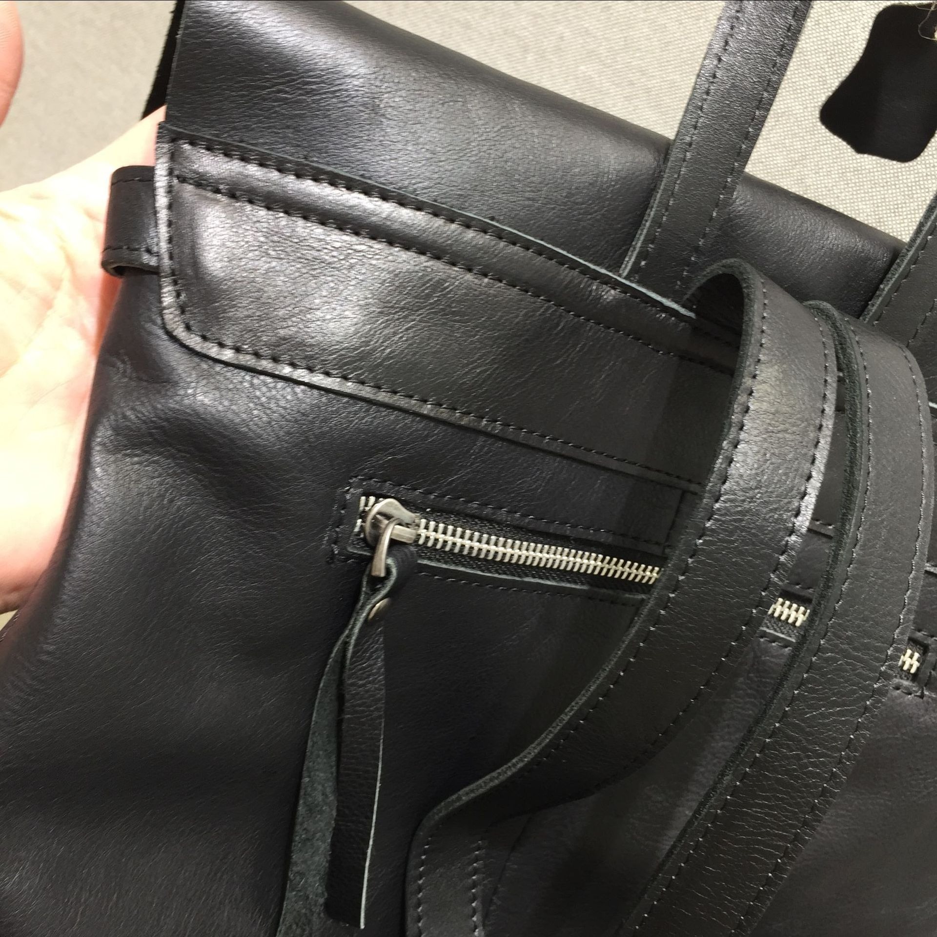 Minimalist Genuine Leather Backpack with Flap Closure