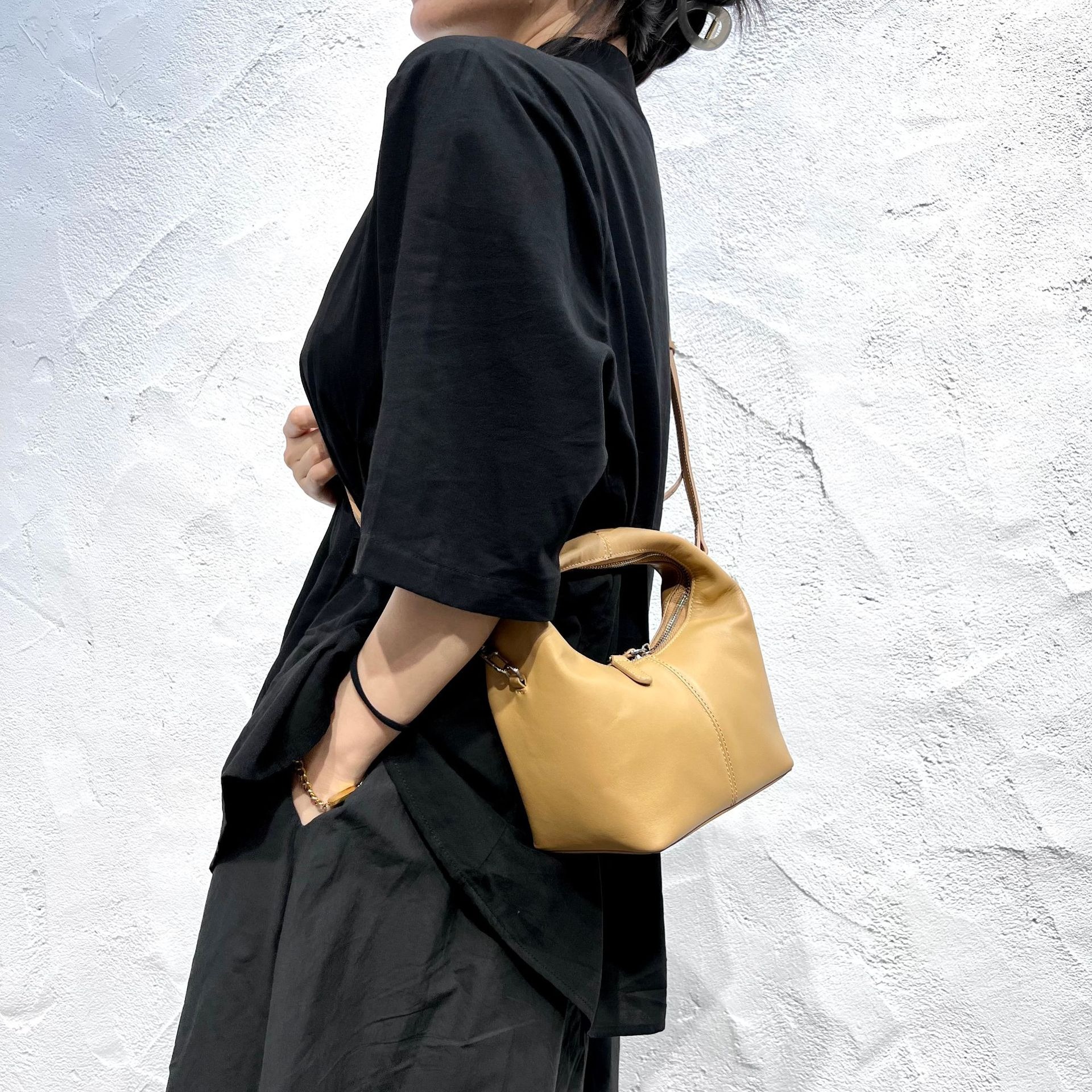 Minimal Soft Leather Top Handle Bag