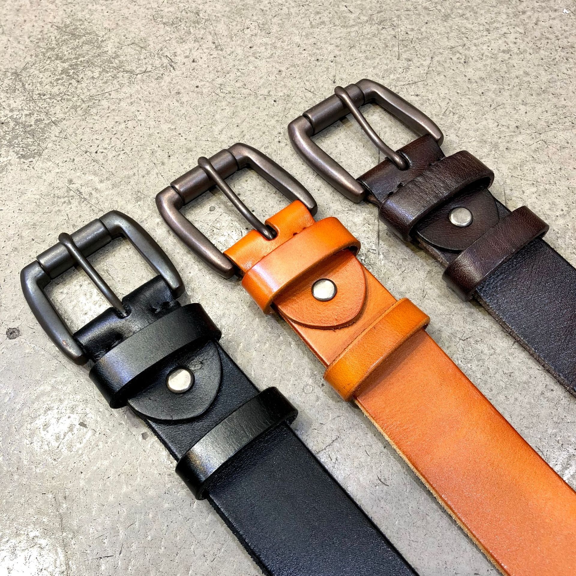 Genuine Leather Belt with Metal Buckle