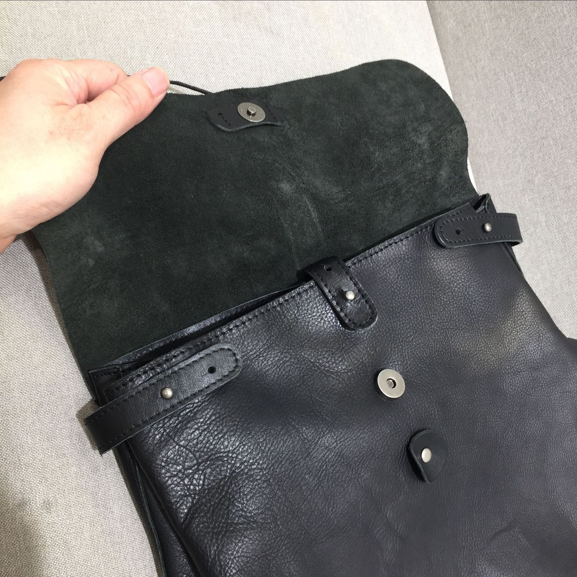 Minimalist Genuine Leather Backpack with Flap Closure