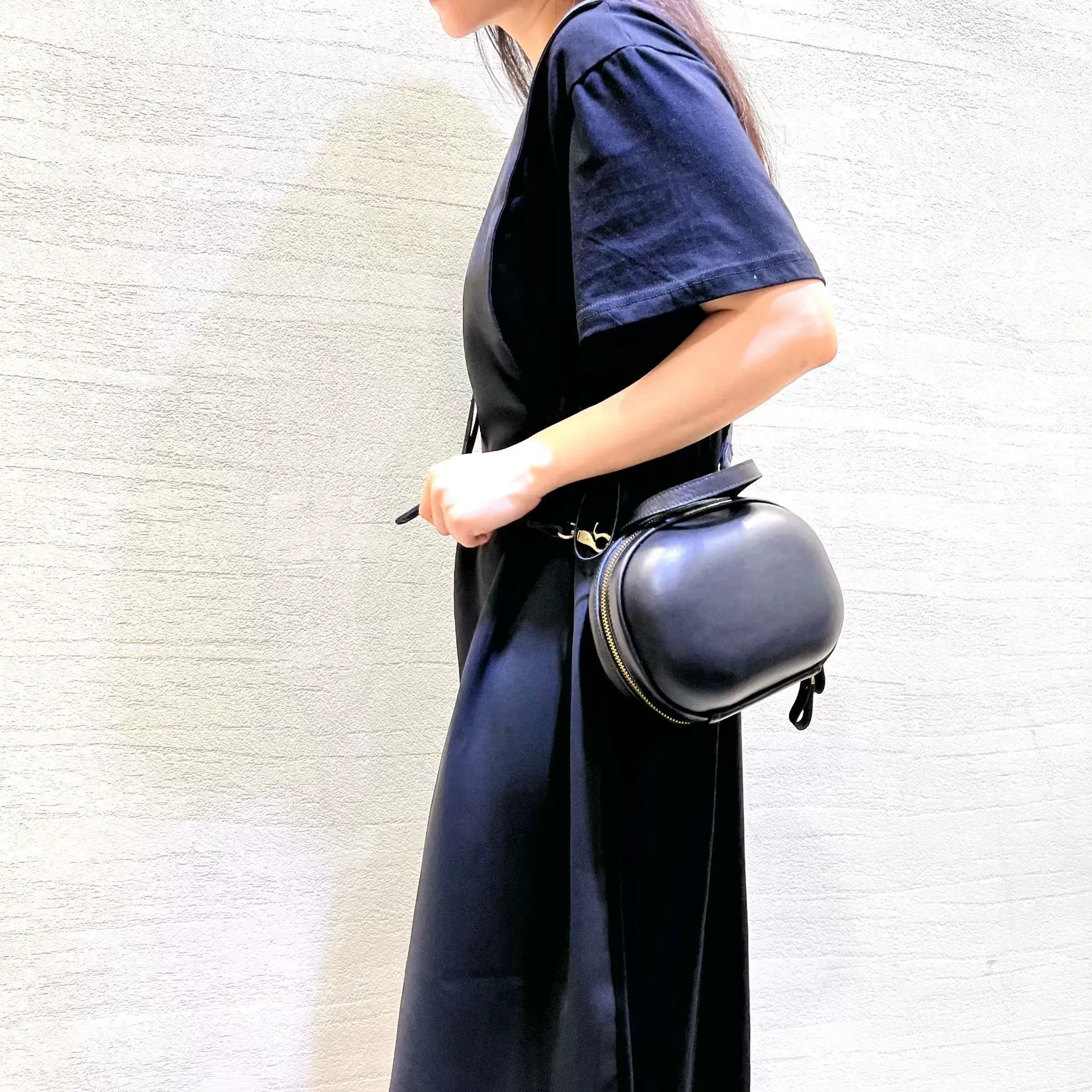 Compact Smooth Leather Crossbody Bag