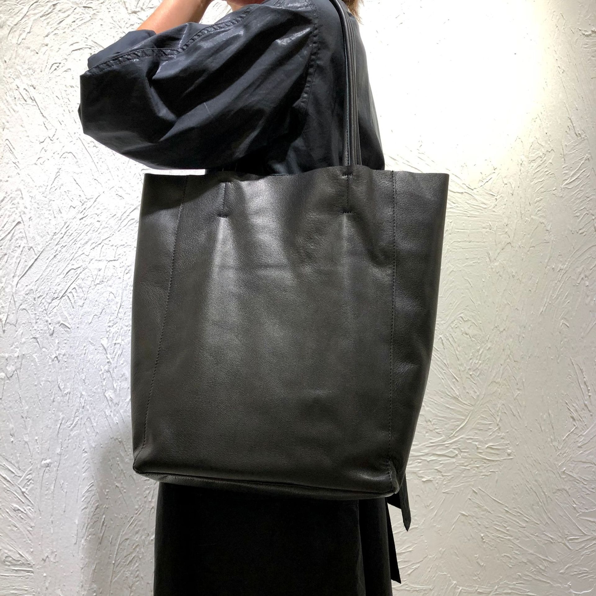 Black Genuine Leather Tote Bag