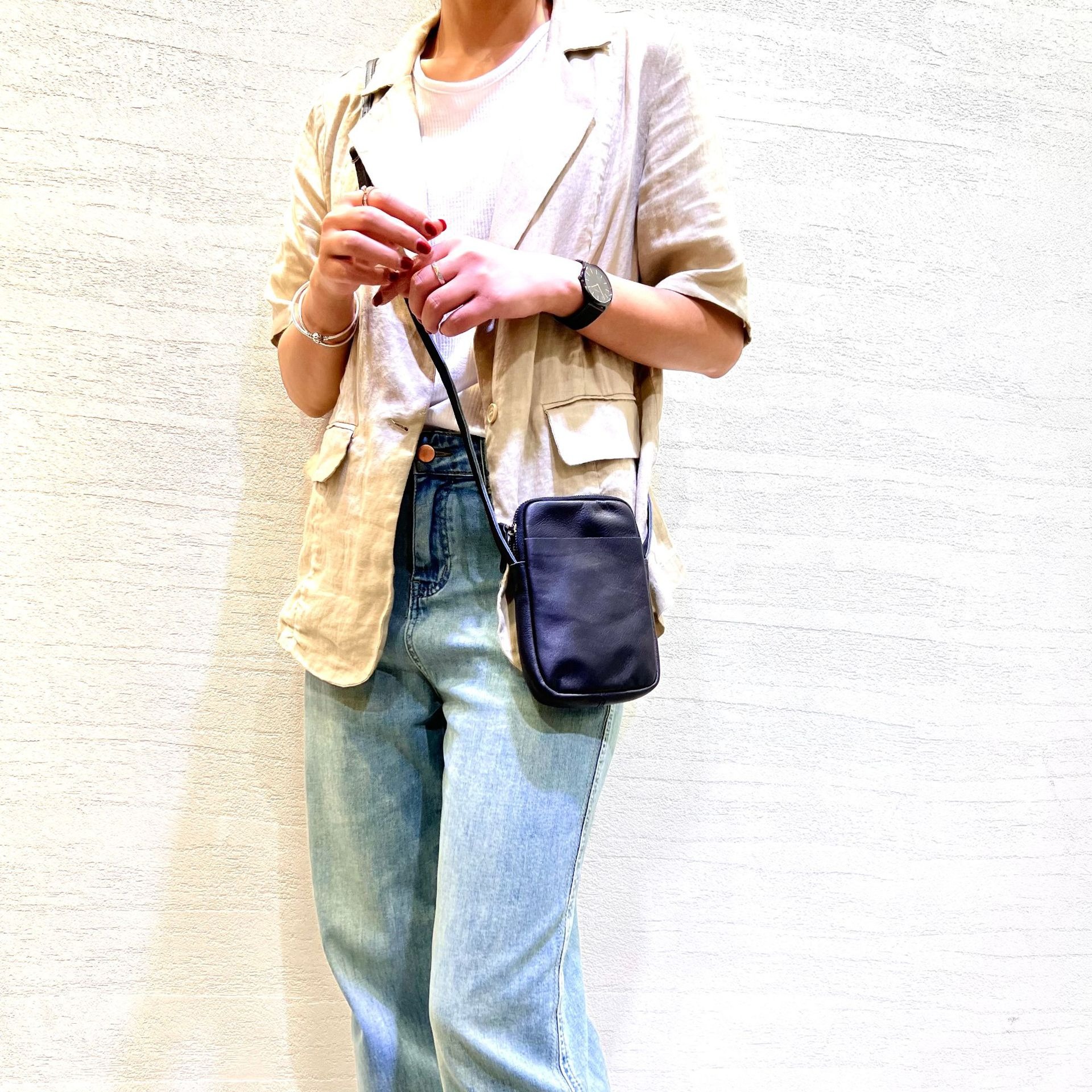 Minimal Leather Phone Crossbody Bag